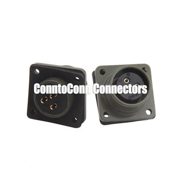 MS 5015 4 HOLE FLANGE MOUNT STRAIGHT 3 PINS PLUG CONNECTOR