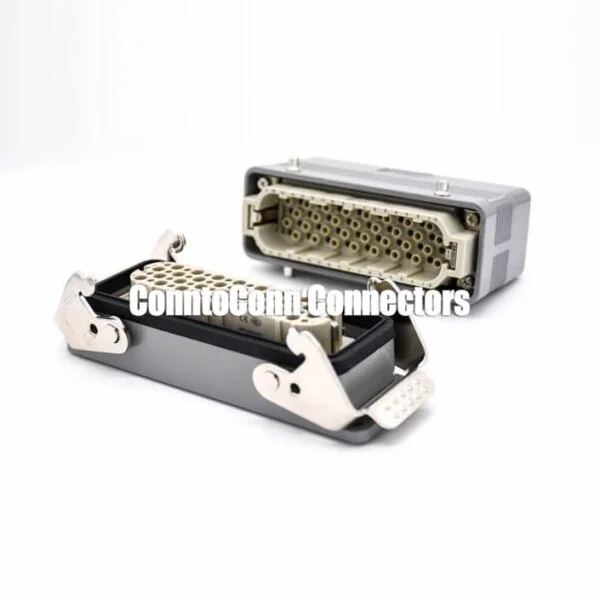 HEAVY DUTY RECTANGULAR CONNECTORS 32PIN MALE WITHOUT CONTACTS MALE FEMALE BUTT-JOINT HASP PG21 H24B SHELL BULKHEAD MOUNTING