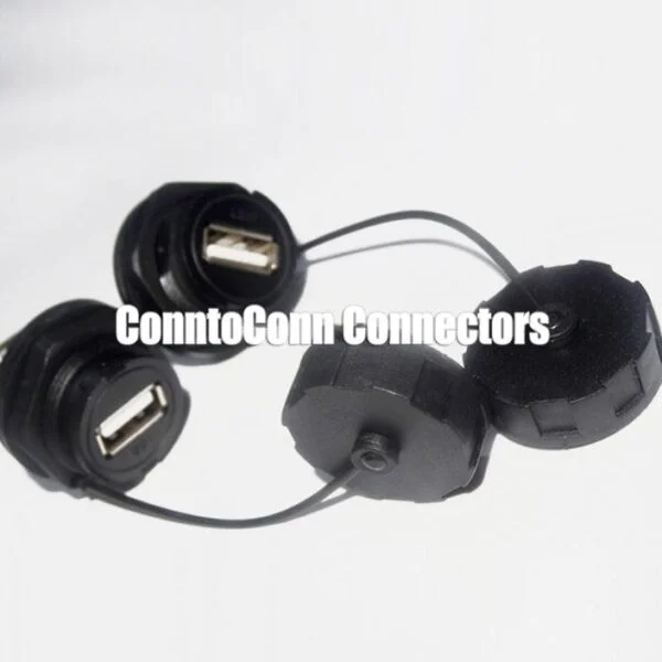 IP67 USB 2.0 TYPE A CONNECTORS NICKEL PLATED FEMALE TO MALE ADAPTER WITH DUST COVER