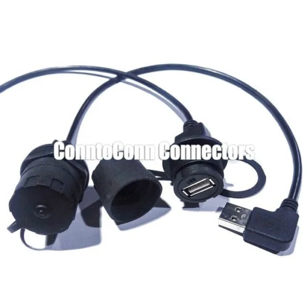 IP67 USB 2.0 TYPE A MALE 90 RIGHT ANGLE TO FEMALE CONNECTOR MOLDING CABLE