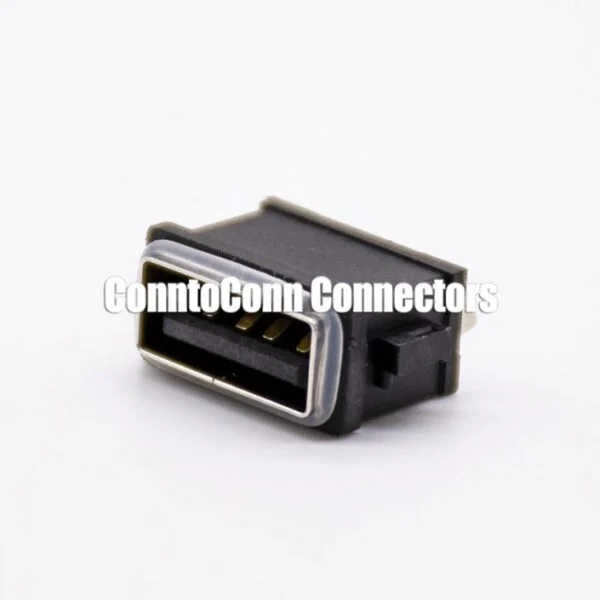 WATERPROOF USB FEMALE SOCKET 4 PIN IPX8 TYPE A OFFSET TYPE STRAIGHT WITH WATERPROOF RING