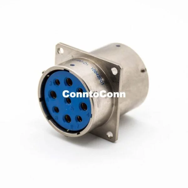 MIL-DTL-26482 SERIES 9PIN XCD CONNECTOR 33 SHELL PORTBAR MALE TO FEMALE PANEL MOUNT 4 HOLE FLANGE ELECTROLESS NICKEL PLATING BAYONET COUPLING