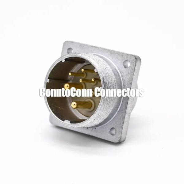 CONNECTOR 8 PIN P32 MALE STRAIGHT SOCKET SQUARE 4 HOLES FLANGE MOUNTING FOR CABLE SOLDER CUP