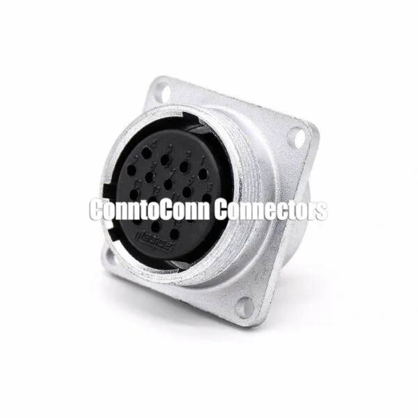FEMALE SQUARE SOCKET P28 24 PIN 4 HOLES FLANGE STRAIGHT CONNECTOR